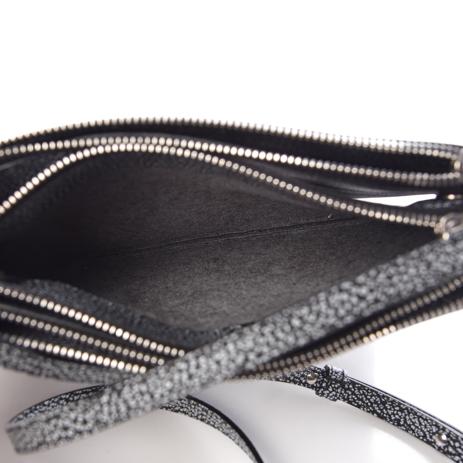 Celine Lambskin Embossed Small Trio Crossbody Bag Black White 6 of 10