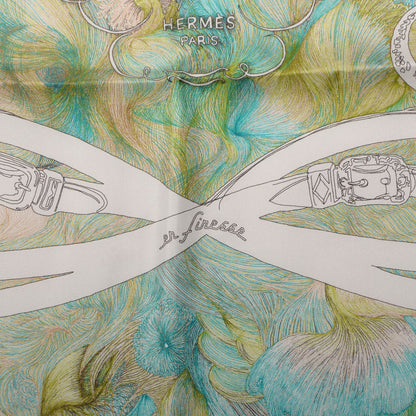 Hermes Silk Brides De Gala En Finesse Scarf Aqua Vert 5 of 7