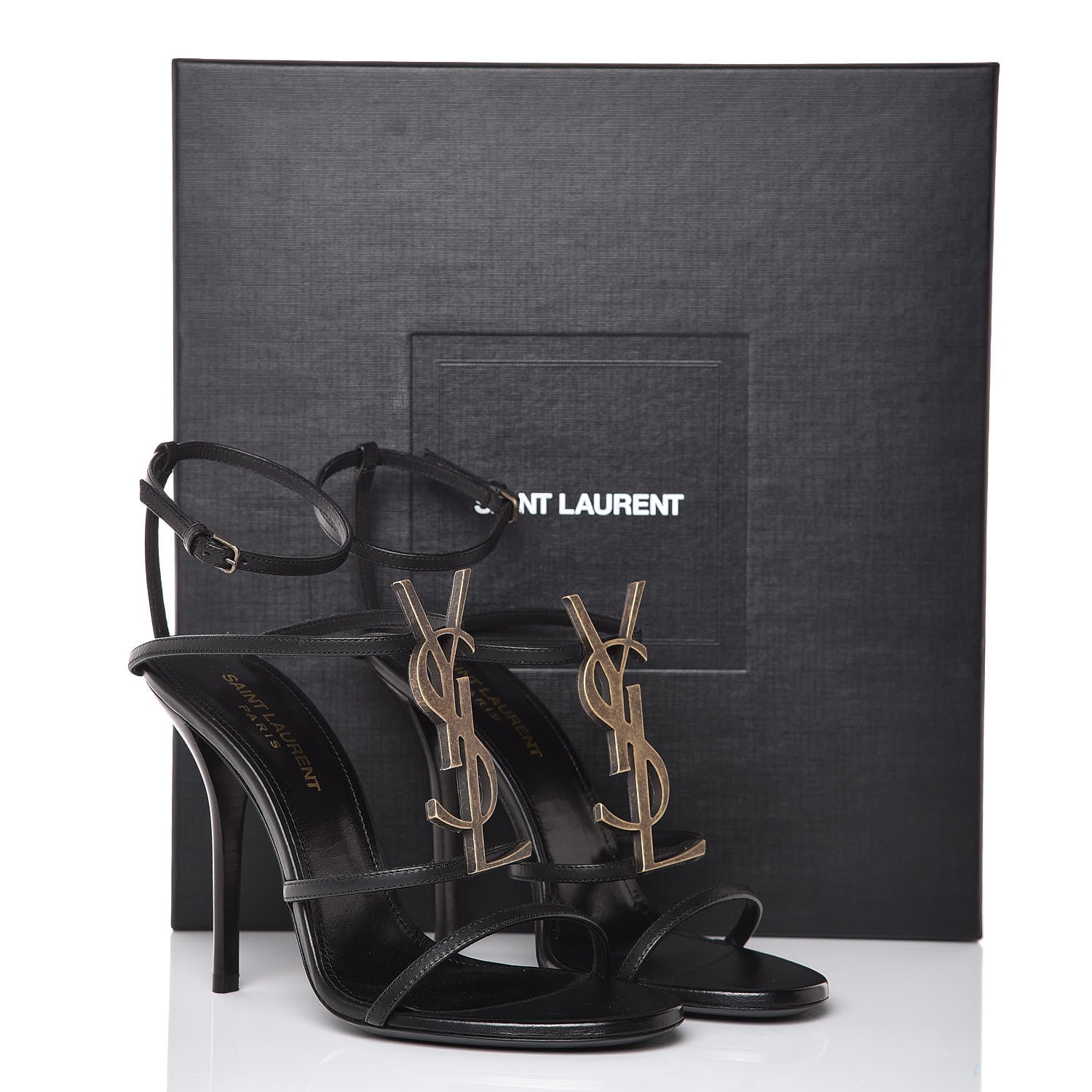 Saint Laurent Calfskin Cassandra 110 Sandals 37 Black 8 of 8