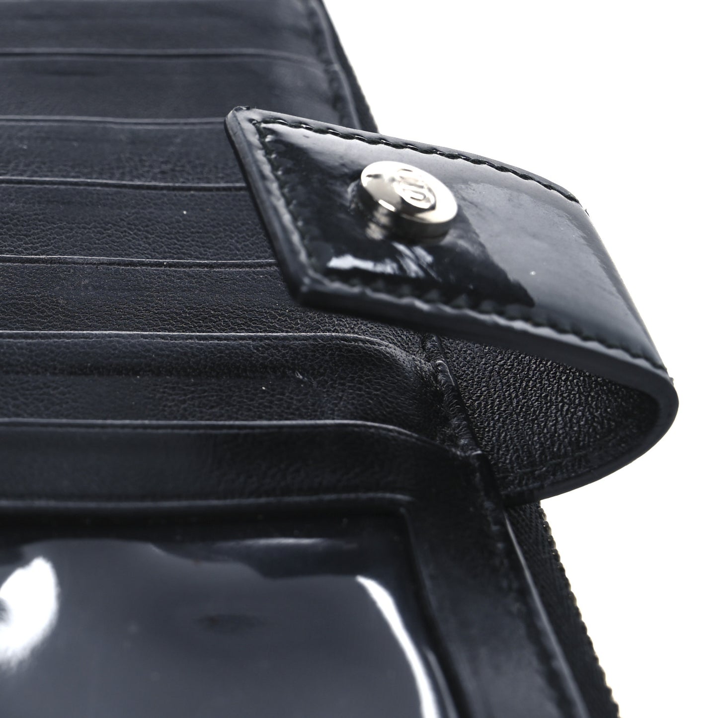 Patent Cannage Lady Dior Continental Wallet Black