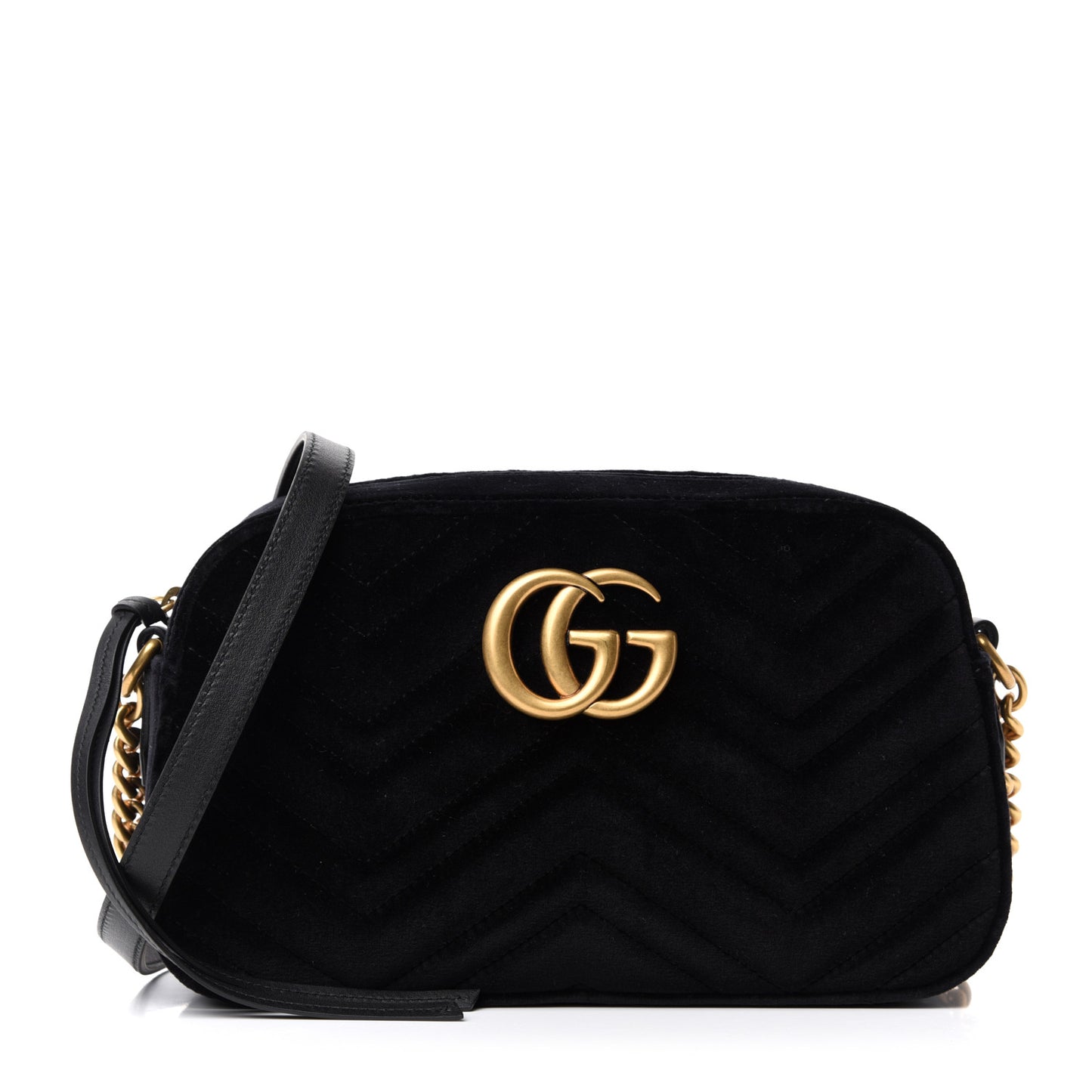 Velvet Matelasse Small GG Marmont Chain Shoulder Bag Black