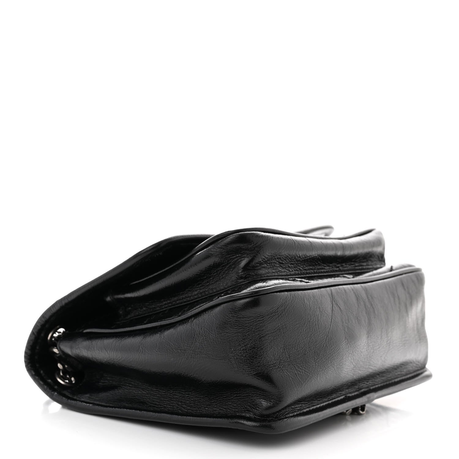 Saint Laurent Crinkled Calfskin Matelasse Monogram Baby Niki Chain Satchel Black 5 of 11