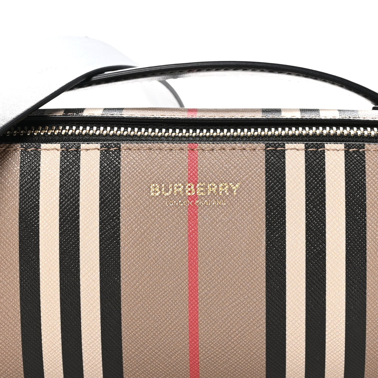 E-Canvas Calfskin Stripe Icon Barrel Bag Archive Beige