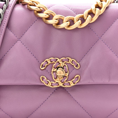 Chanel Goatskin Quilted Medium Chanel 19 Flap Violet Purple 8 of 10