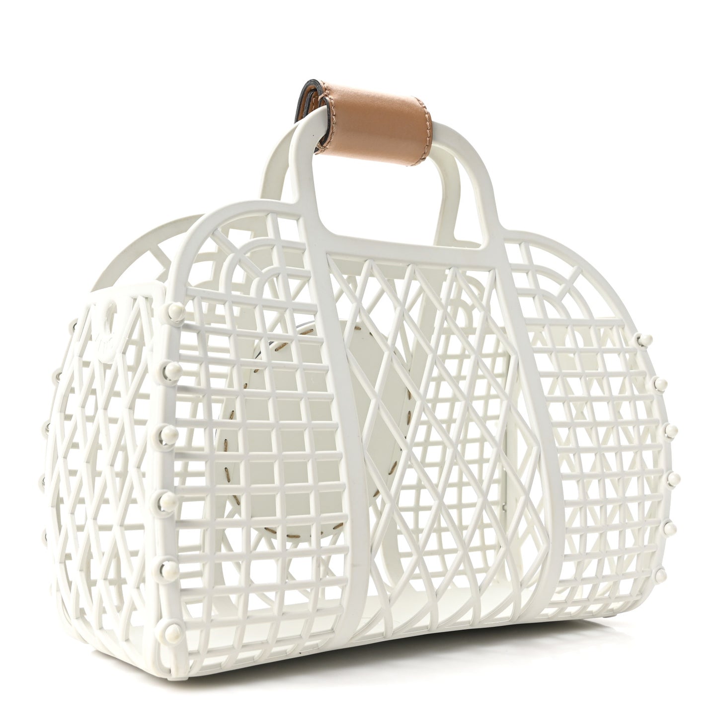 Recycled Plastic Vitello Liberty Matte Small Fendi Basket White Ice Miele
