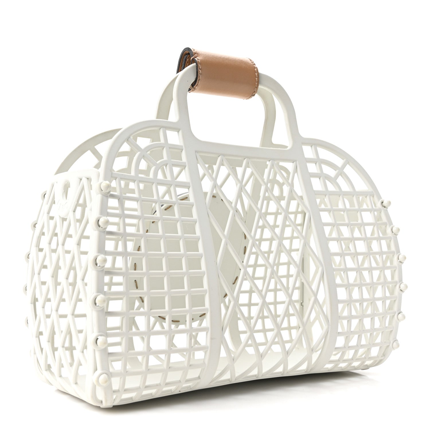 Fendi Recycled Plastic Vitello Liberty Matte Small Fendi Basket White Ice Miele 3 of 11