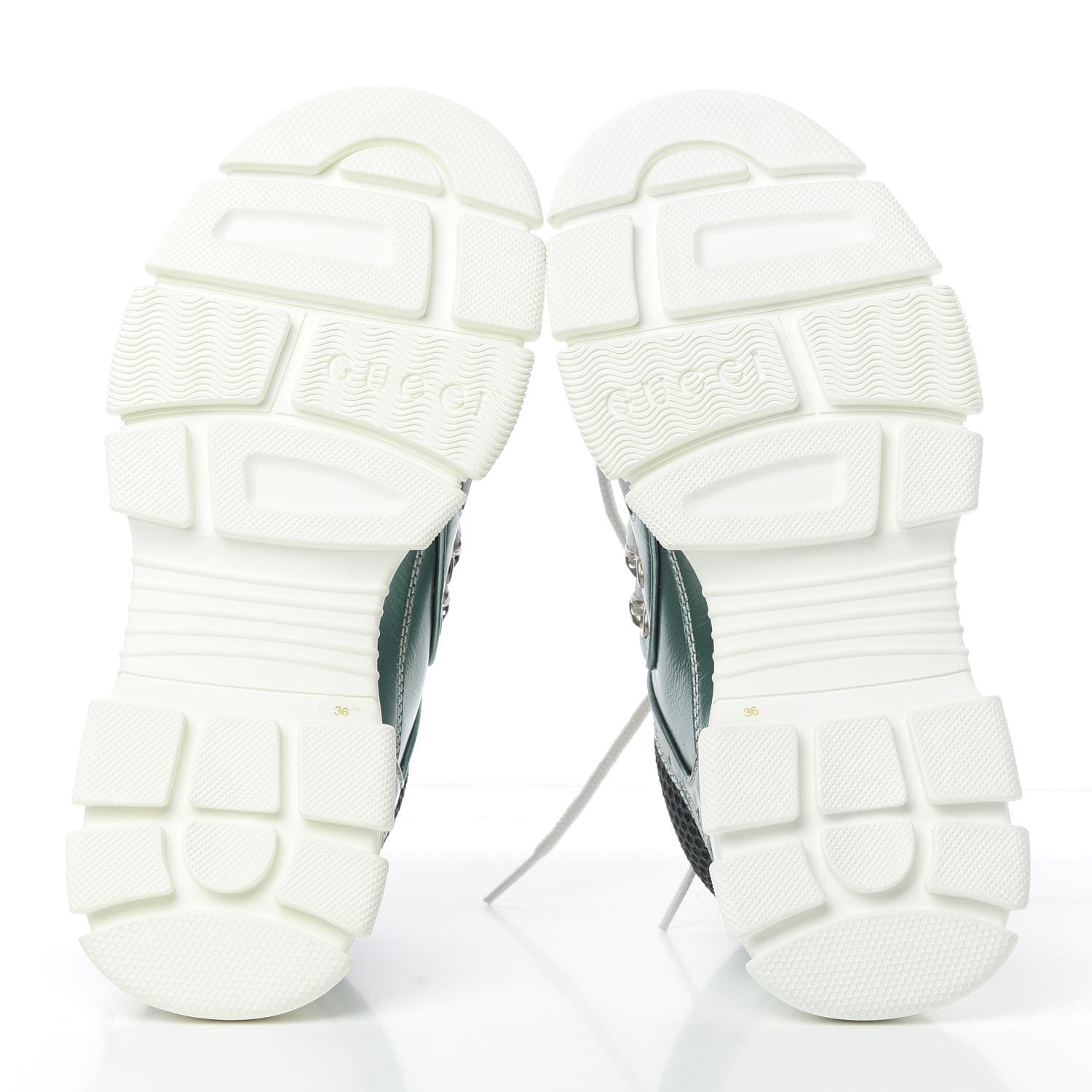Gucci X SEGA Metallic Calfskin Removable Crystals Womens Flashtrek Sneakers 36 Lago Loess Silver 5 of 10