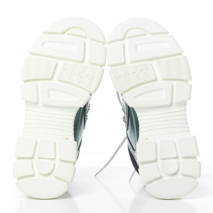 Gucci X SEGA Metallic Calfskin Removable Crystals Womens Flashtrek Sneakers 36 Lago Loess Silver 5 of 10