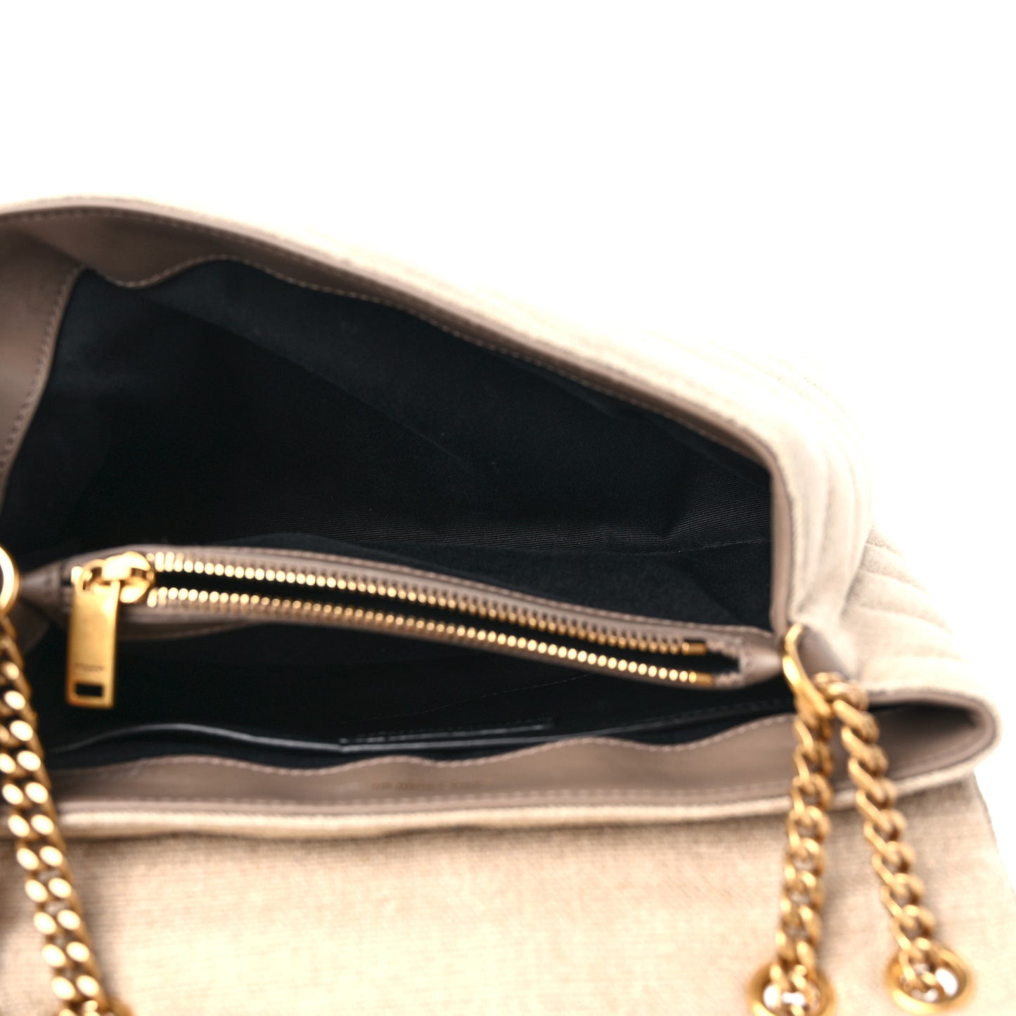Linen Y Quilted Monogram Small Loulou Chain Satchel Natural Taupe