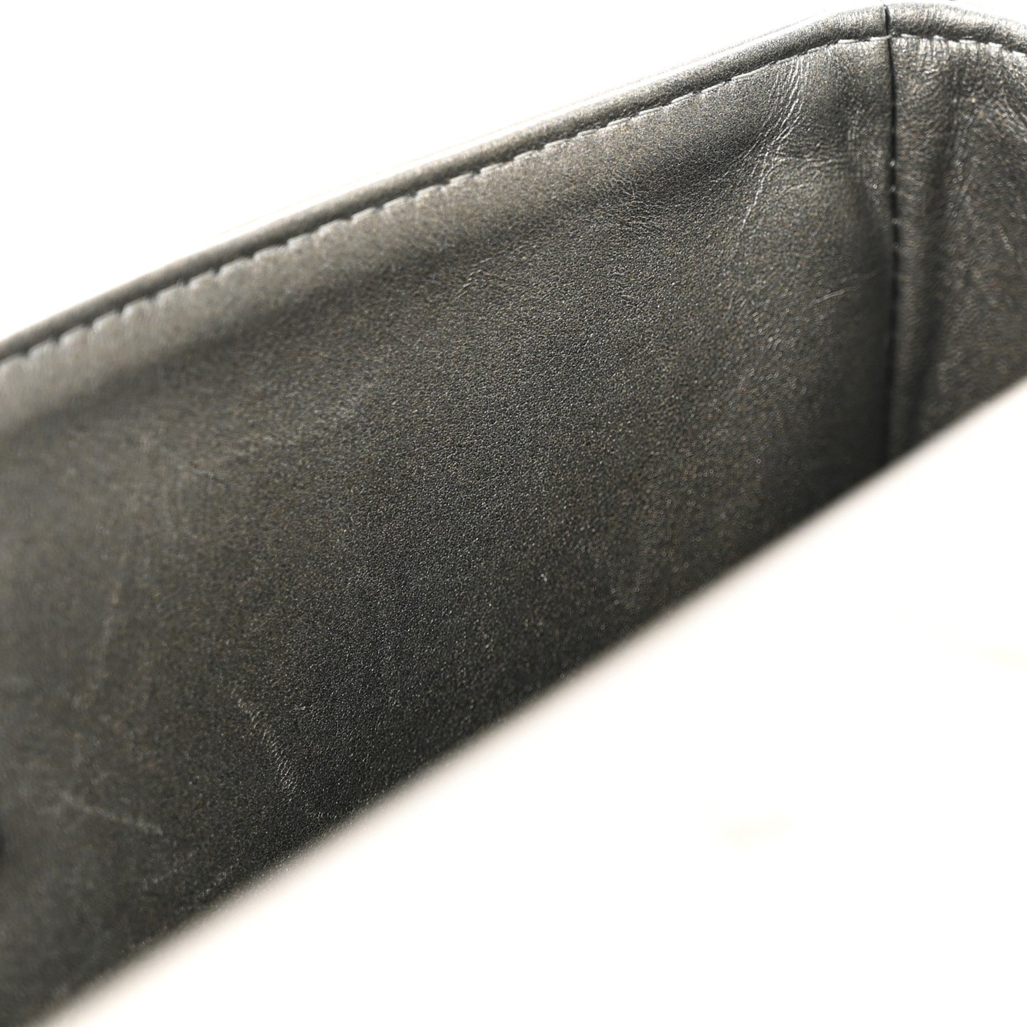 Metallic Calfskin Quilted Medium Double Flap Ruthenium