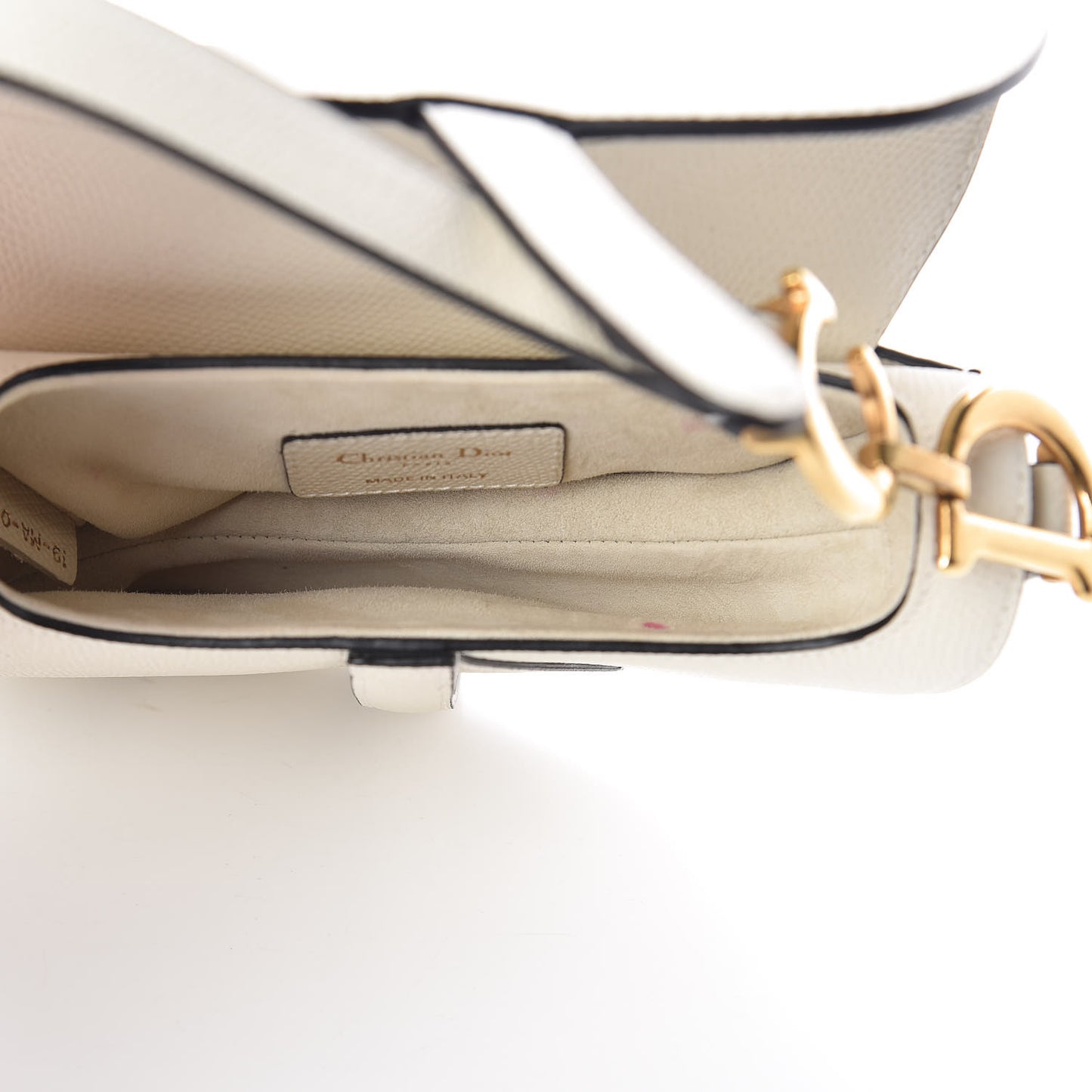Grained Calfskin Mini Saddle Bag White