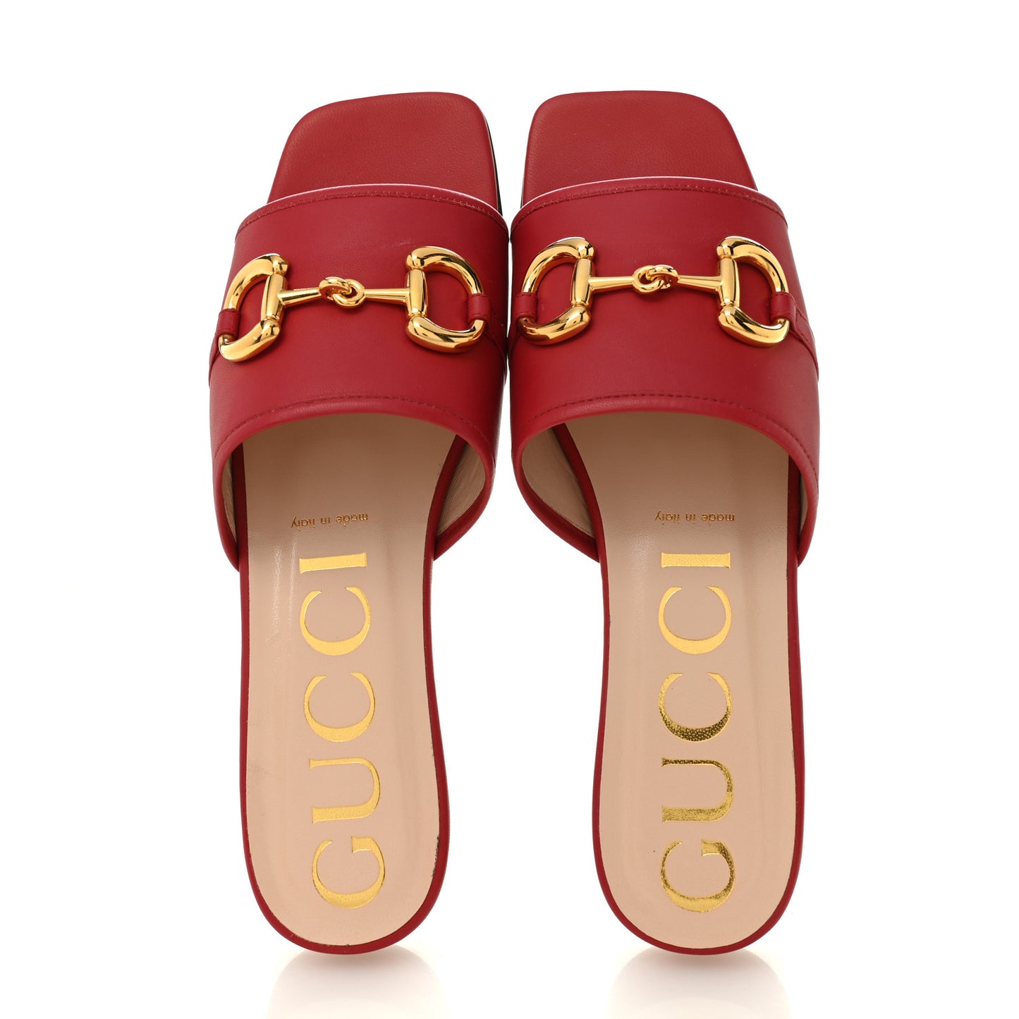 Nappa Horsebit Flat Slide Sandals 39 Red Blood