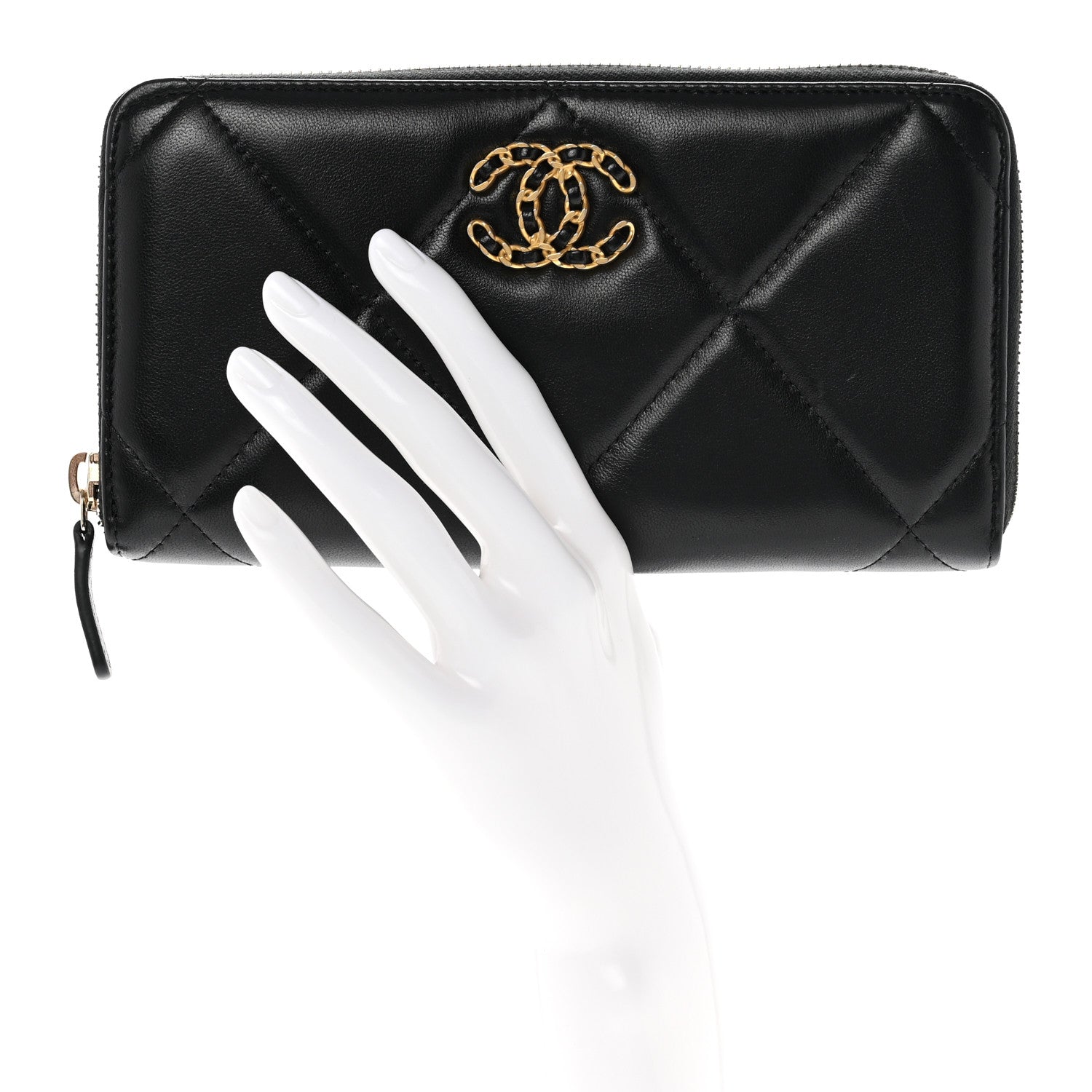 Chanel Lambskin Quilted 19 Long Zipped Around Wallet Black 2 of 8