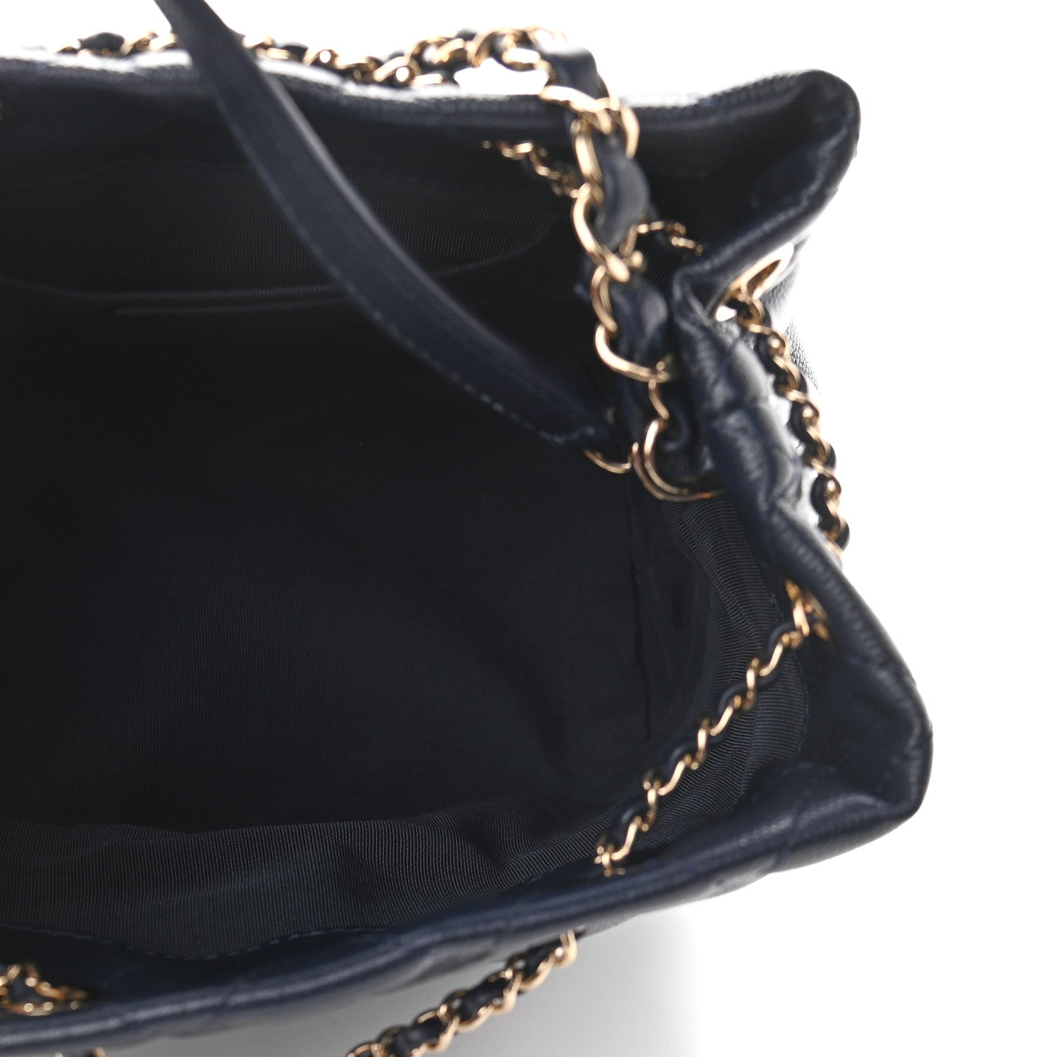 Chanel Caviar Quilted Rolled Up Bucket Drawstring Bag Navy 5 of 9