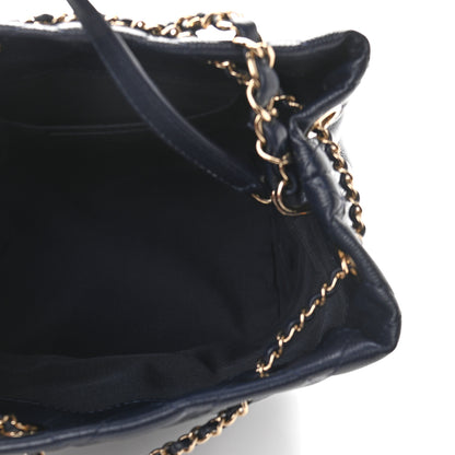 Chanel Caviar Quilted Rolled Up Bucket Drawstring Bag Navy 5 of 9