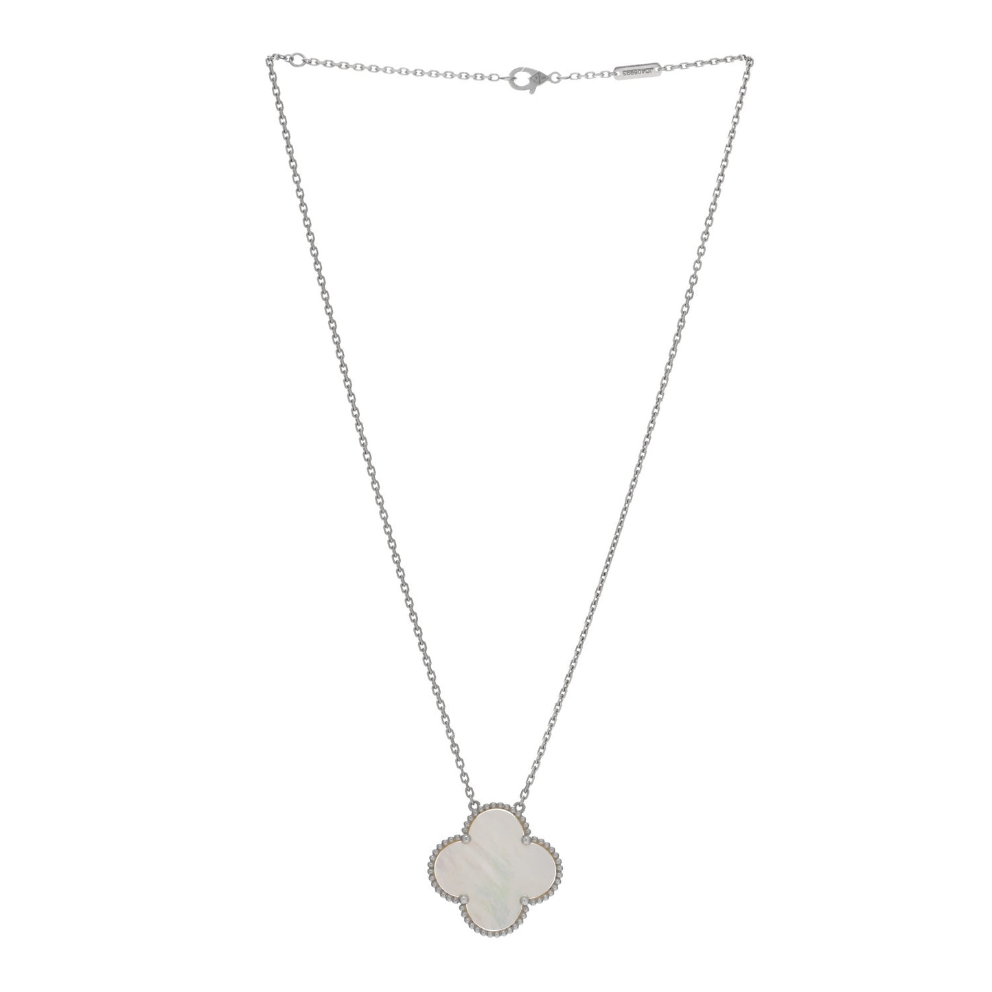 18K White Gold Mother of Pearl Magic Alhambra Pendant Necklace