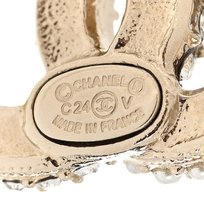 Chanel Crystal Pearl CC Earrings Gold 4 of 5
