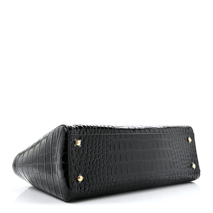 Chanel Calfskin Crocodile Embossed Archetype Small Shopping Tote Black 4 of 10