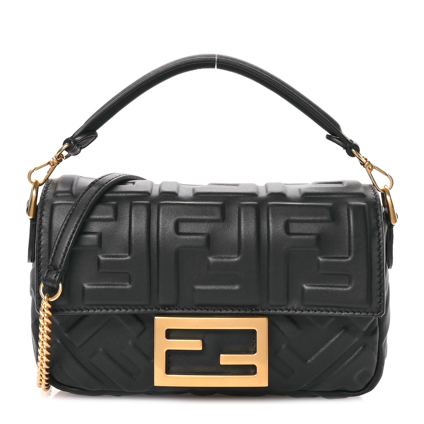 Nappa FF 1974 Embossed Mini Baguette Black