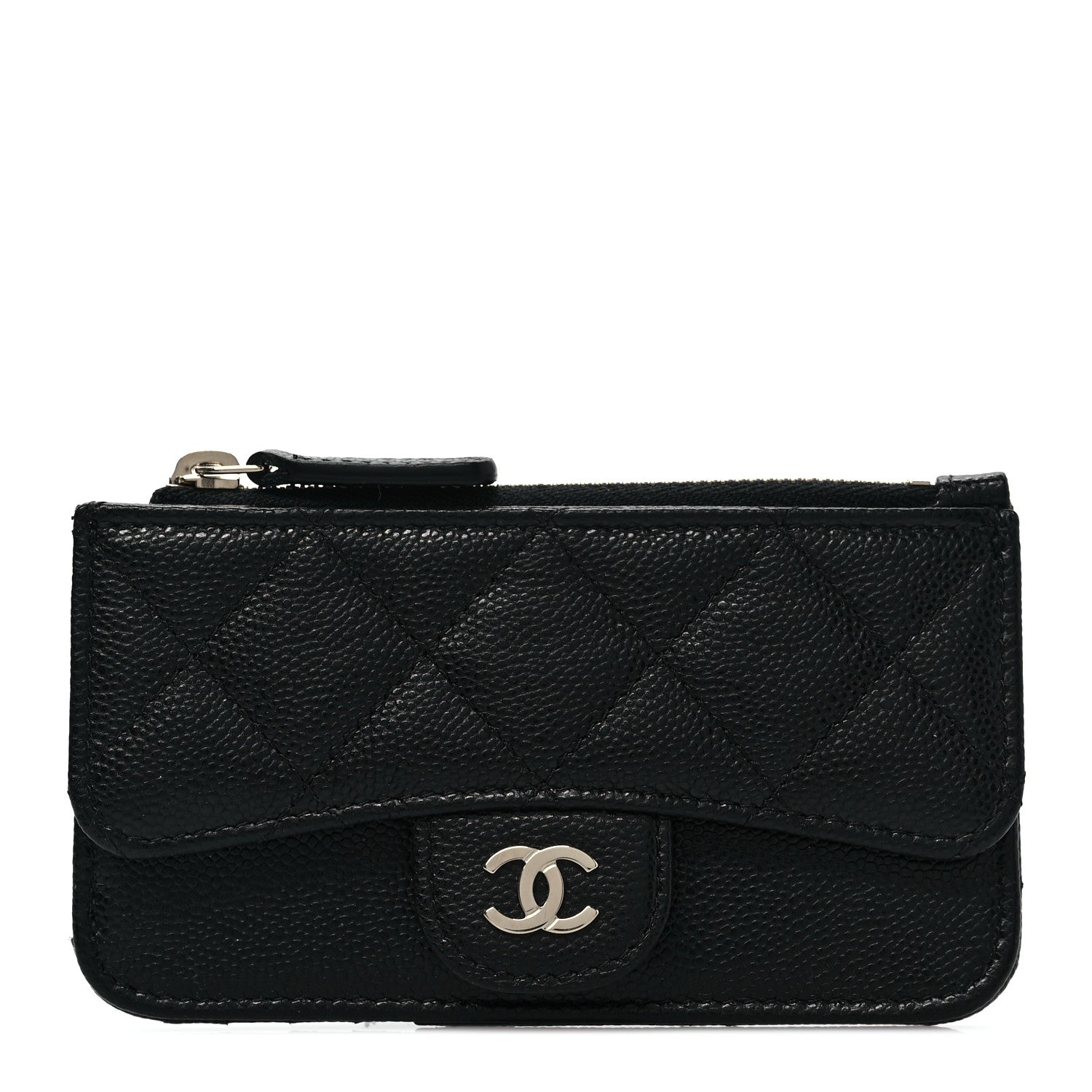 Chanel Caviar Quilted Flap Zip Card Holder Black 1 of 8