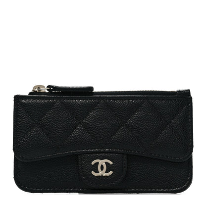Chanel Caviar Quilted Flap Zip Card Holder Black 1 of 8