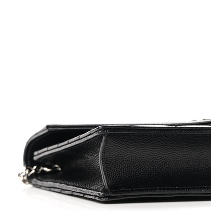 Saint Laurent Grain De Poudre Matelasse Chevron Monogram Envelope Chain Wallet Black 7 of 8