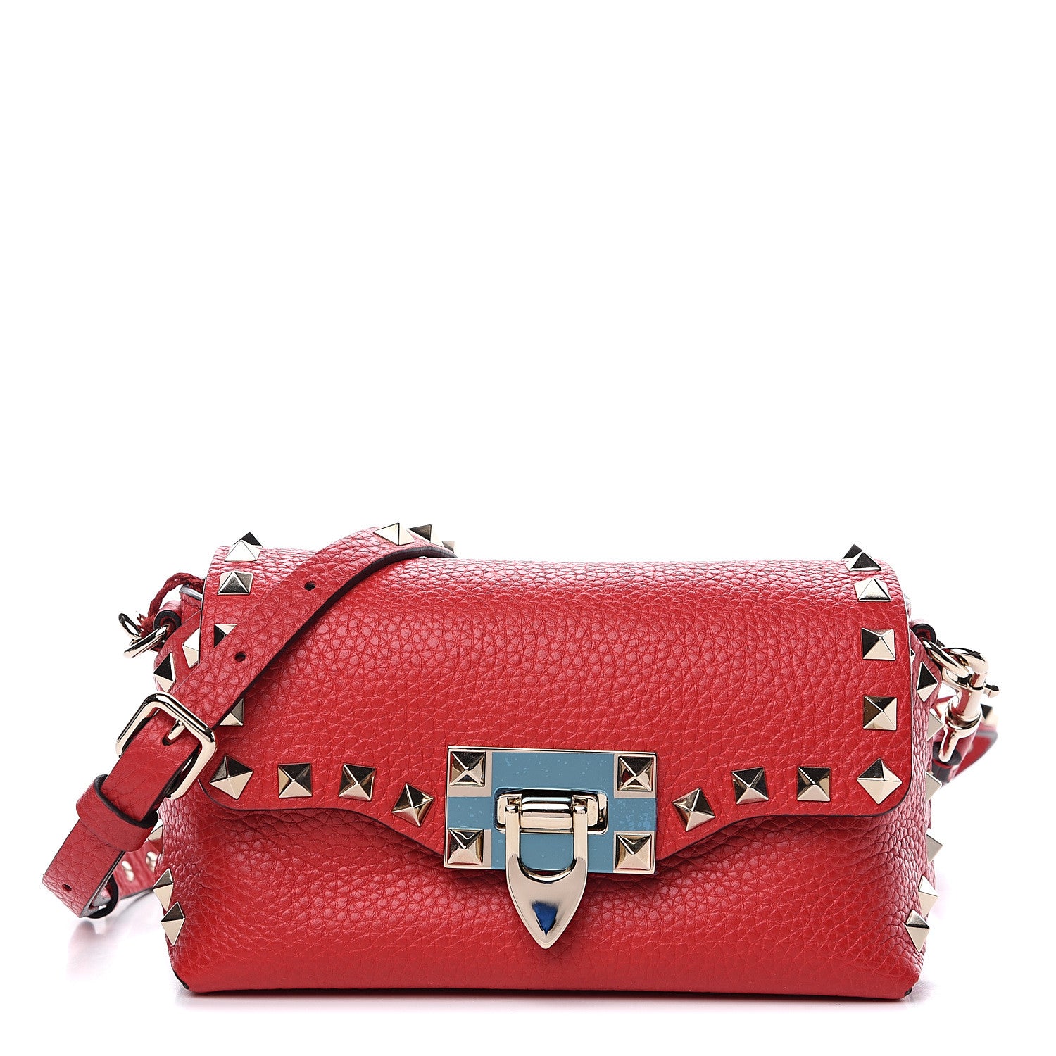 Valentino Garavani Pebbled Calfskin Mini Rockstud Crossbody Bag Rouge Pur 1 of 8