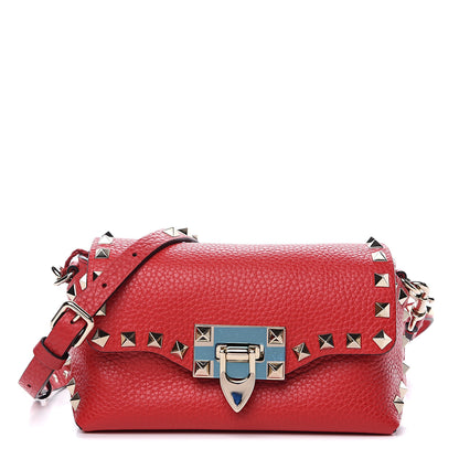 Valentino Garavani Pebbled Calfskin Mini Rockstud Crossbody Bag Rouge Pur 1 of 8