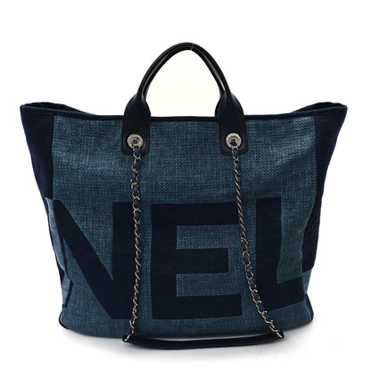 Chanel Canvas Large Shopping Tote Dark Blue 1 of 12