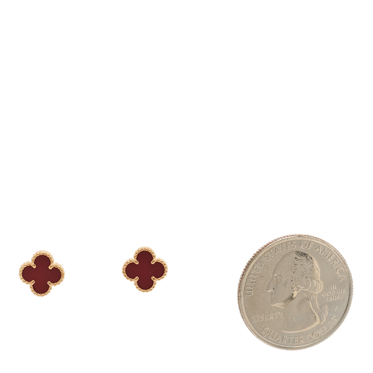 Van Cleef & Arpels 18K Rose Gold Carnelian Sweet Alhambra Earrings 2 of 4