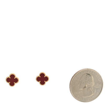 Van Cleef & Arpels 18K Rose Gold Carnelian Sweet Alhambra Earrings 2 of 4