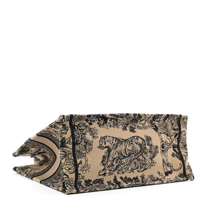 Christian Dior Canvas Embroidered Medium Dioriviera Toile De Jouy Book Tote Black 3 of 10