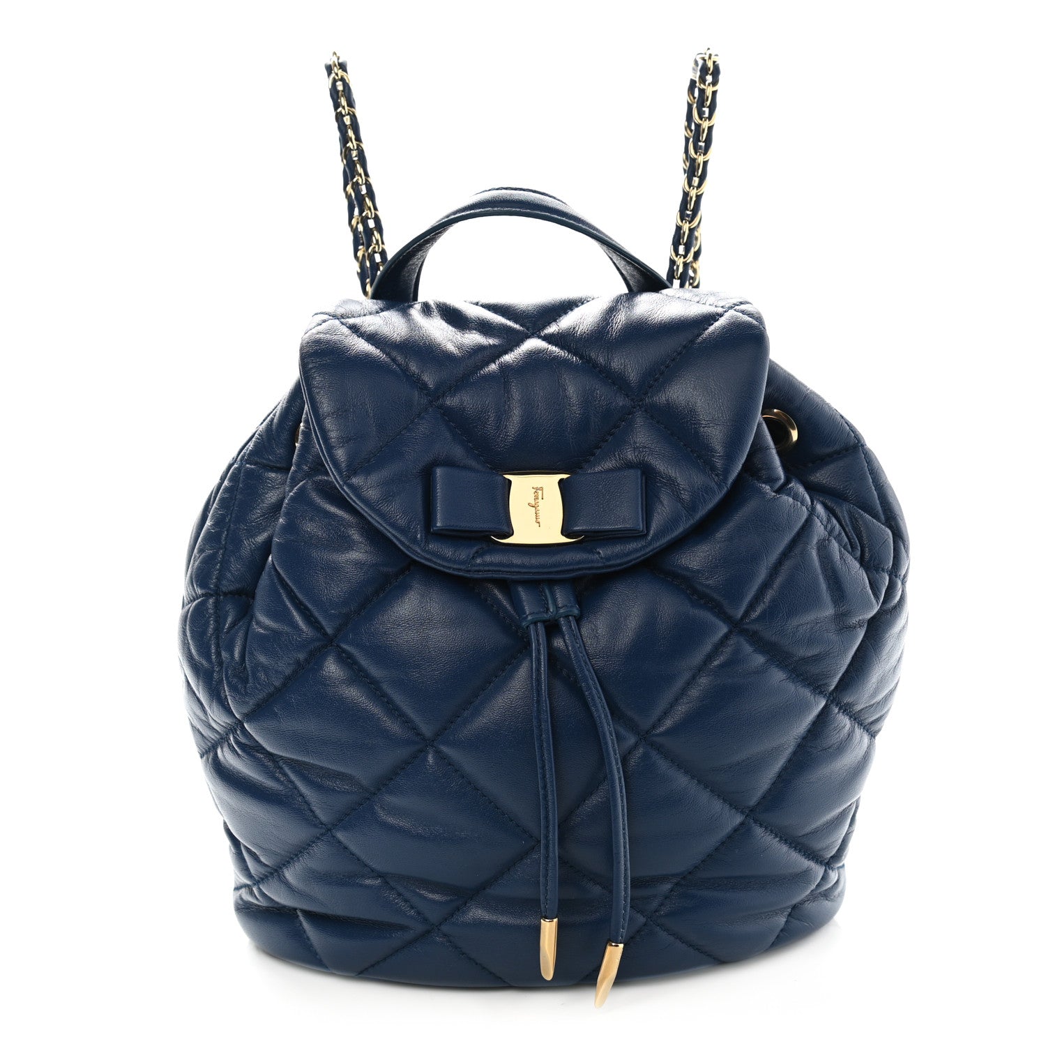 Salvatore Ferragamo Calfskin Quilted Giuliette Backpack Blue 1 of 10