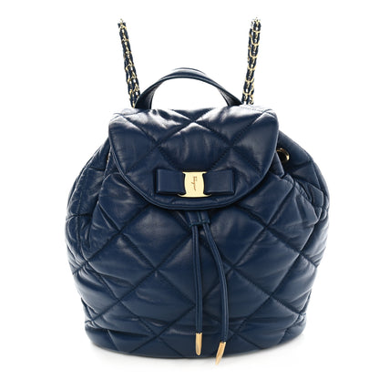 Salvatore Ferragamo Calfskin Quilted Giuliette Backpack Blue 1 of 10