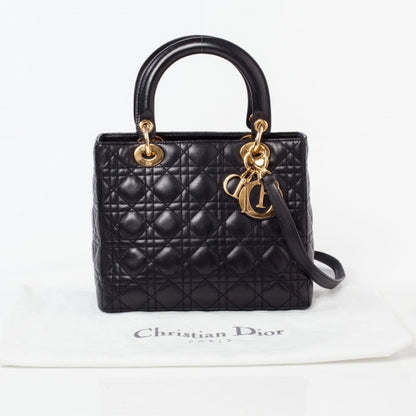Christian Dior Lambskin Cannage Medium Lady Dior Black 11 of 11