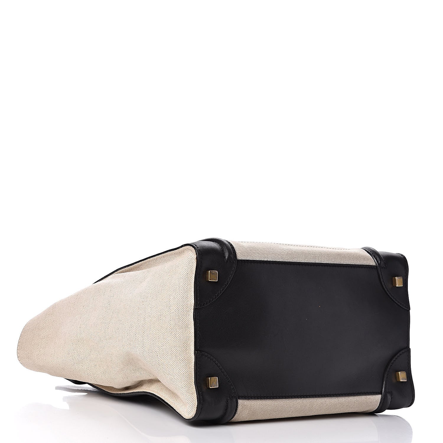 Celine Smooth Calfskin Linen Mini Bi-Color Luggage Natural Black 4 of 21