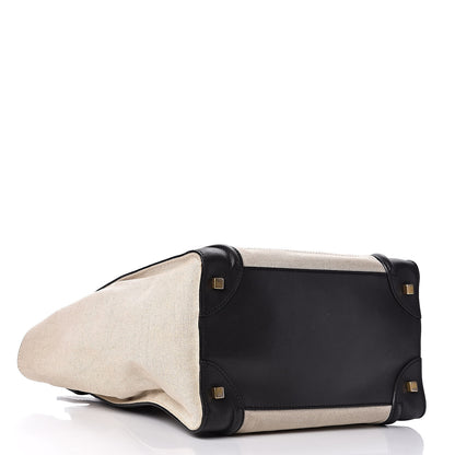 Celine Smooth Calfskin Linen Mini Bi-Color Luggage Natural Black 4 of 21