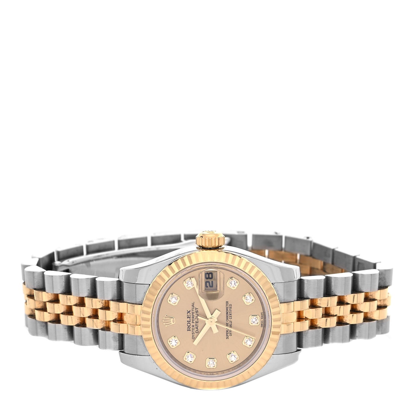 Stainless Steel 18K Yellow Gold Diamond 26mm Oyster Perpetual Datejust Watch Champagne 179173