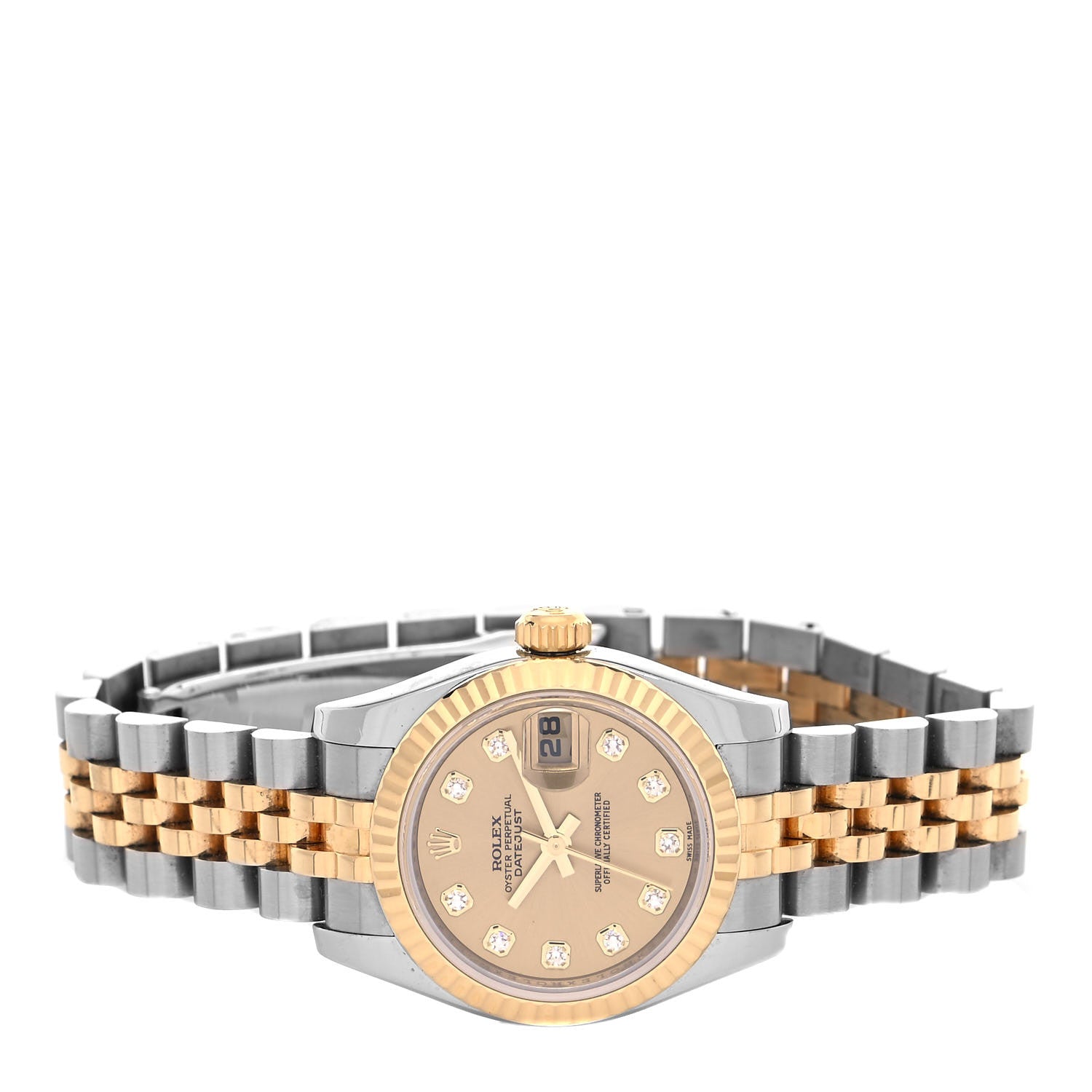 Rolex Stainless Steel 18K Yellow Gold Diamond 26mm Oyster Perpetual Datejust Watch Champagne 179173 2 of 4