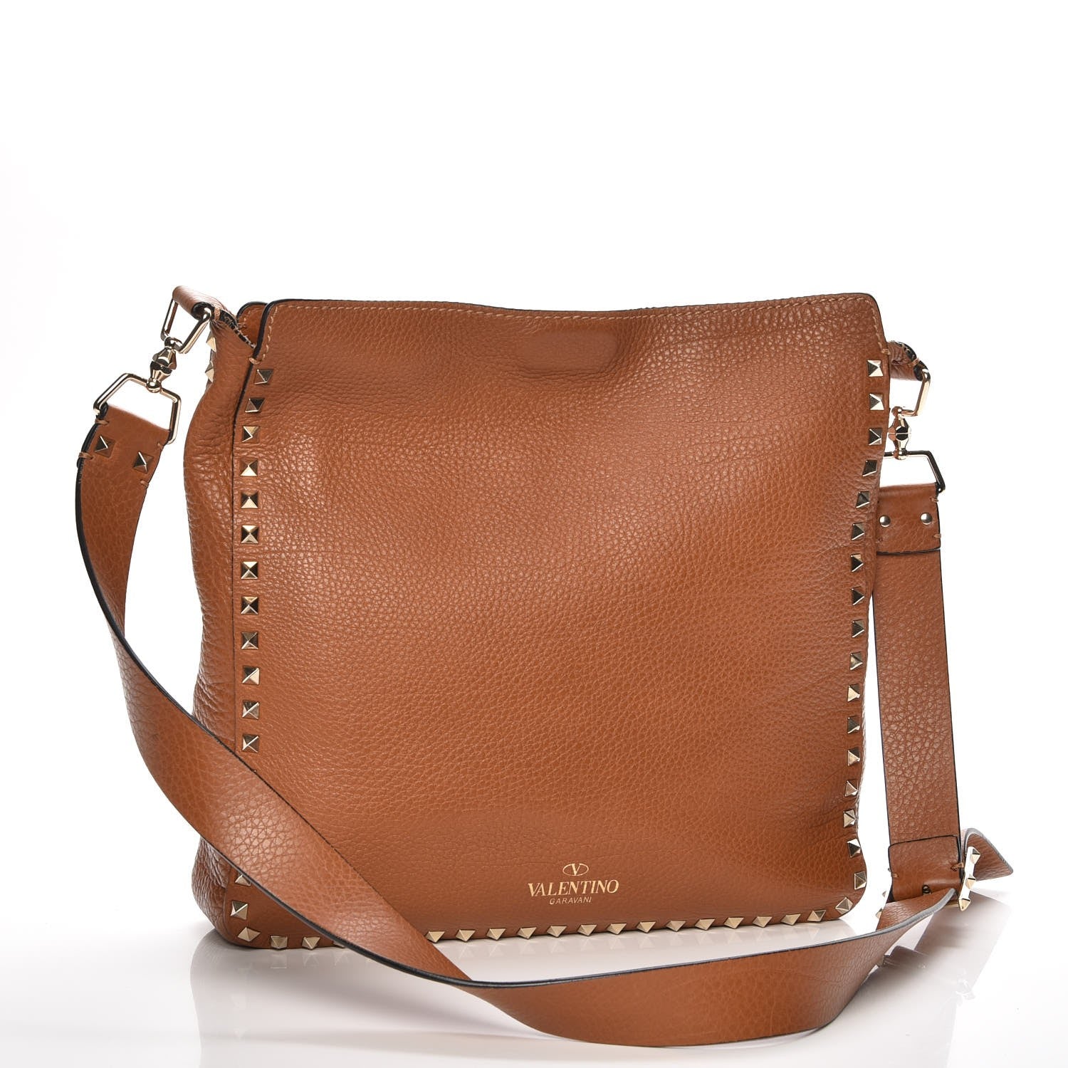 Valentino Garavani Pebbled Calfskin Large Rockstud Flip-Lock Messenger Bag Light Cuir 3 of 11