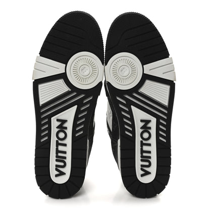 Louis Vuitton Calfskin Monogram Denim Mens LV Trainer Sneakers 9 Black 6 of 8