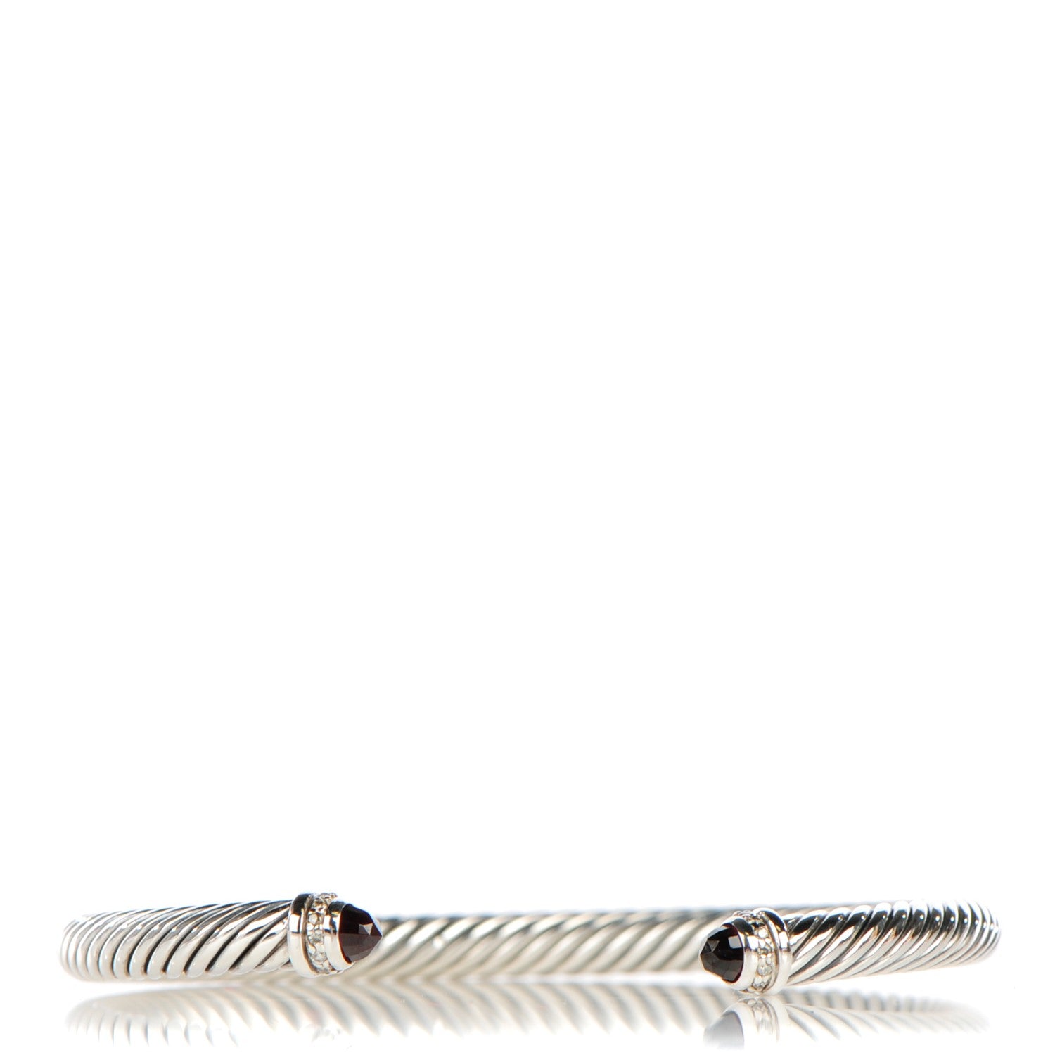 David Yurman Sterling Silver Garnet Diamond 5mm Cable Classics Bracelet 1 of 5