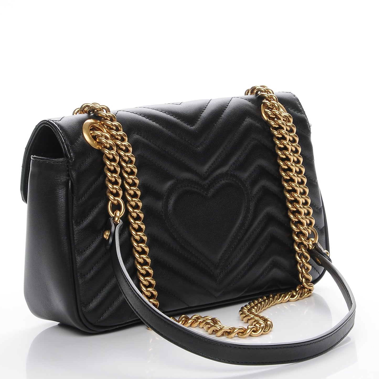Calfskin Matelasse Small GG Marmont Shoulder Bag Black