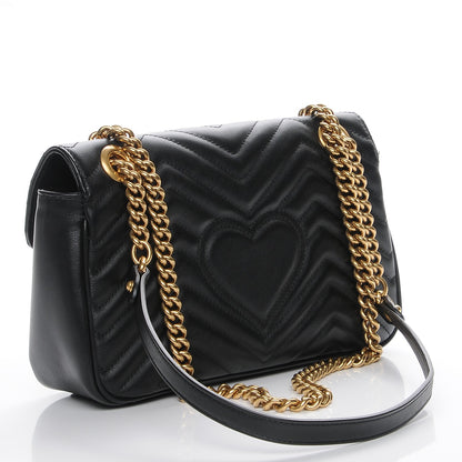 Gucci Calfskin Matelasse Small GG Marmont Shoulder Bag Black 3 of 7