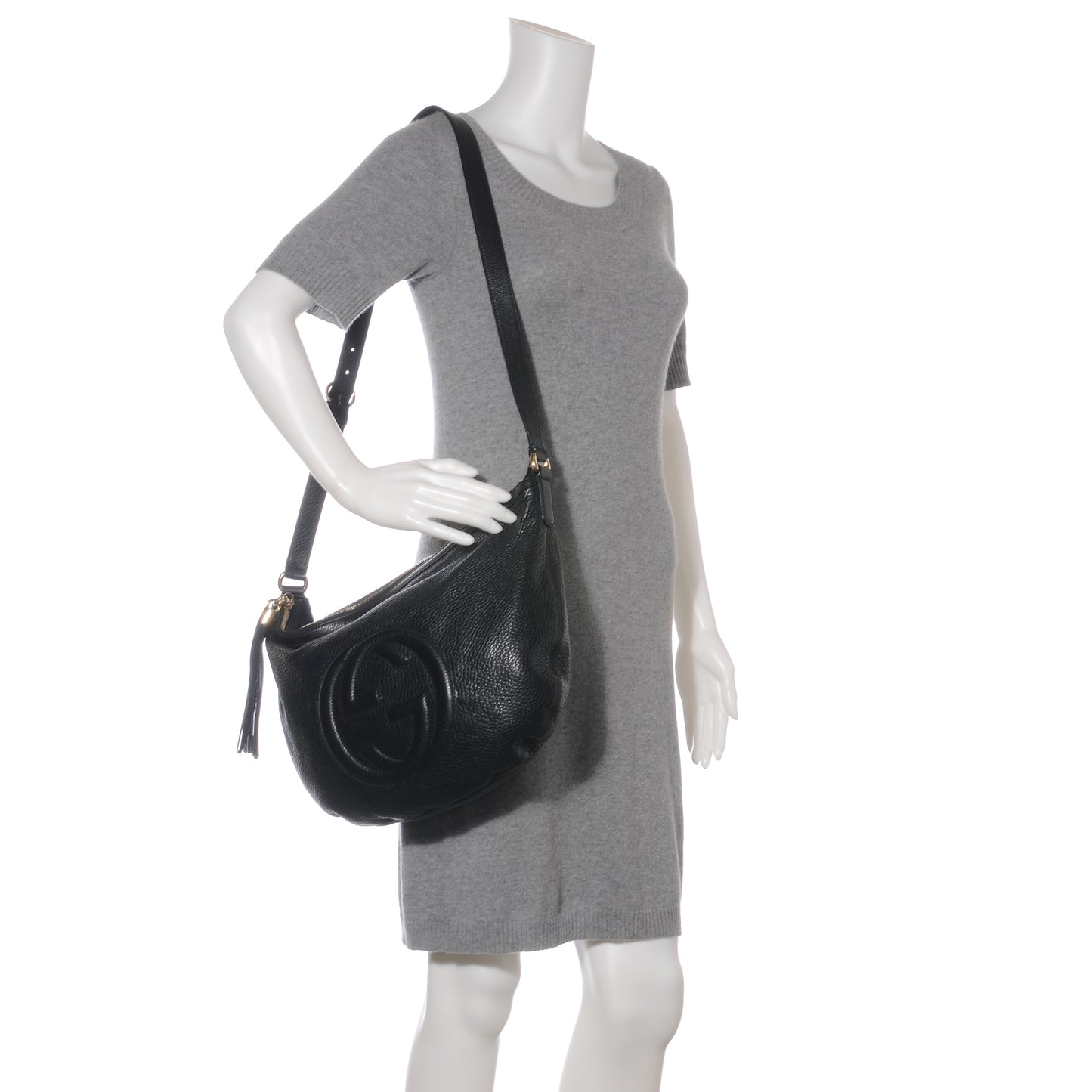 Pebbled Calfskin Medium Soho Hobo Black