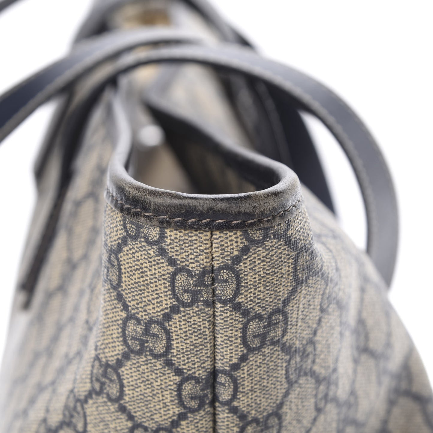 GG Supreme Monogram Large Zippered Shopping Tote Brown
