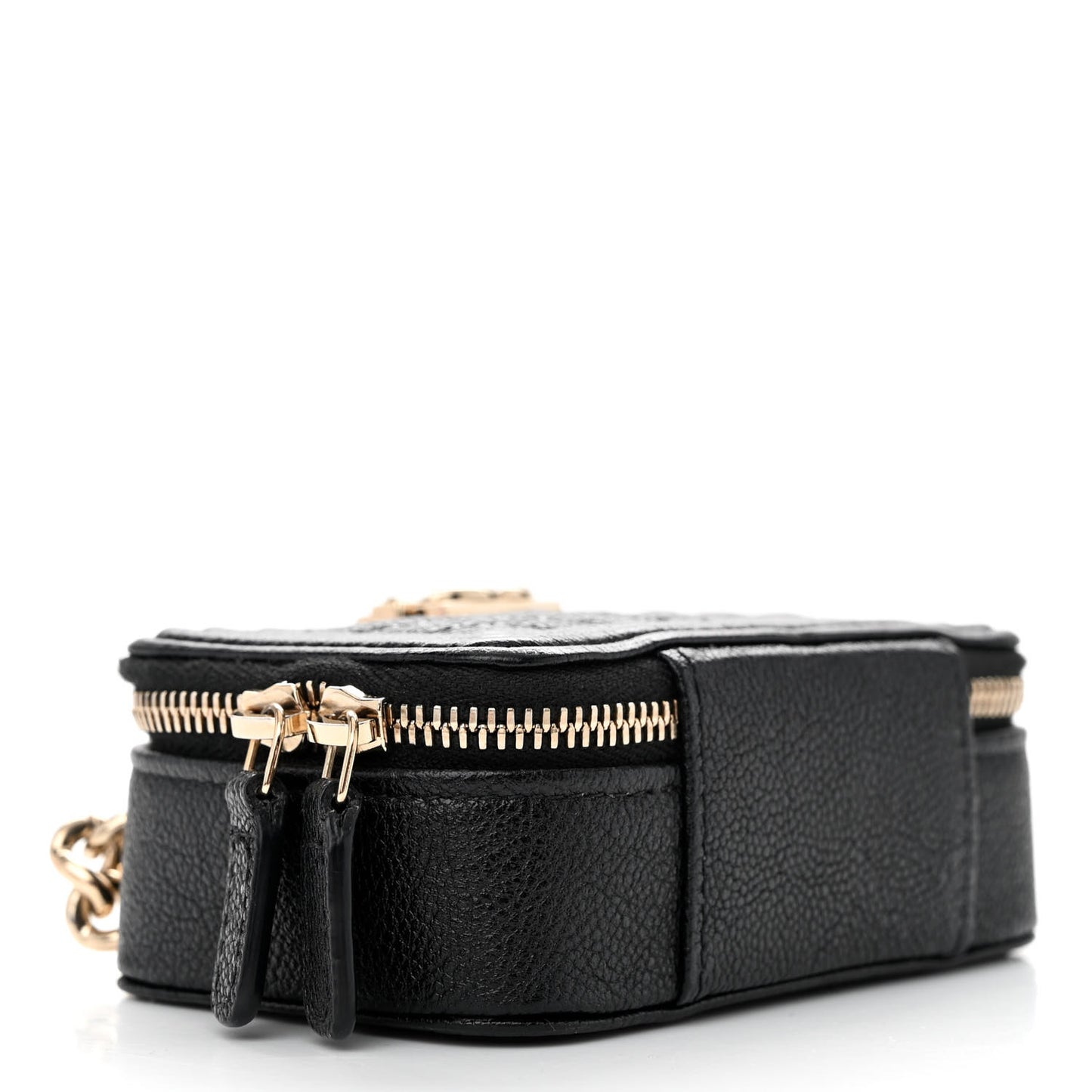 Caviar Chevron Quilted Mini Boy Clutch With Chain Black