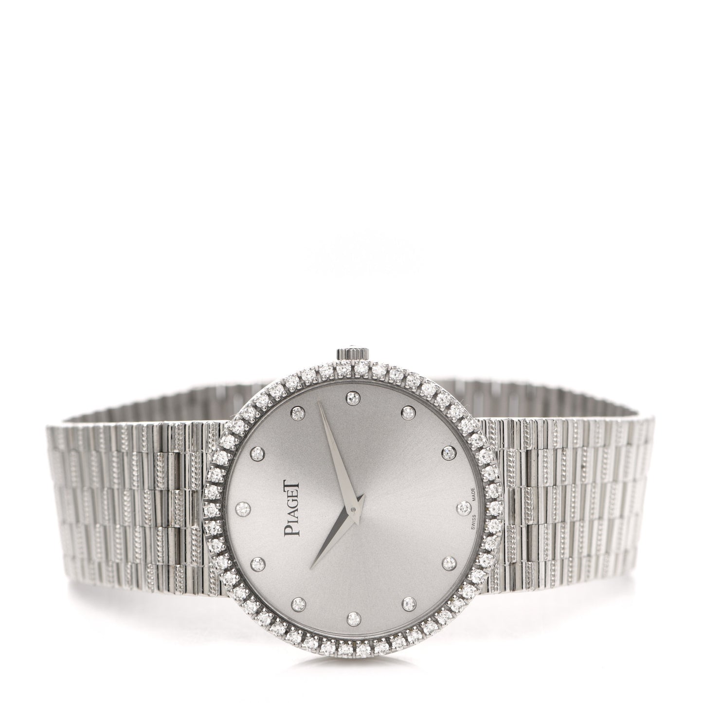 18K White Gold Diamond Bezel 32mm Mecanique Manual Winding Watch