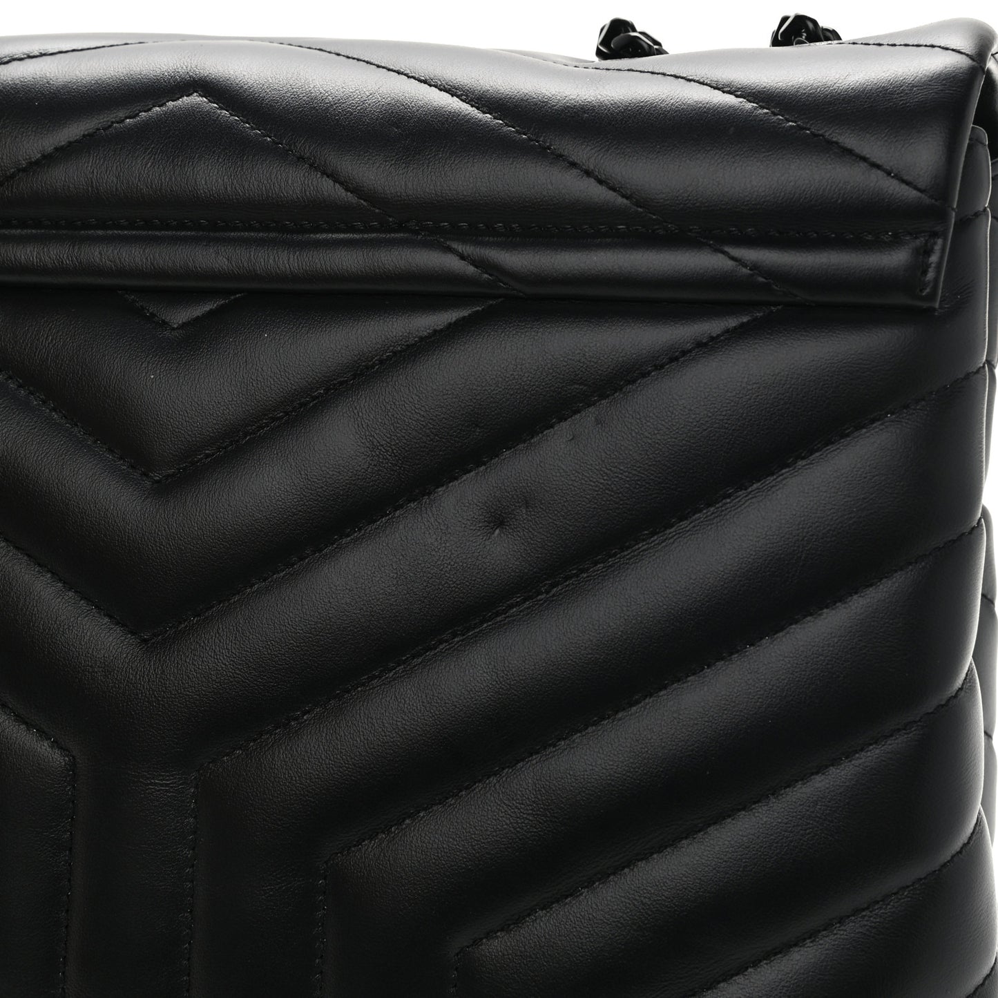 Calfskin Y Quilted Monogram Medium Loulou Chain Satchel Black