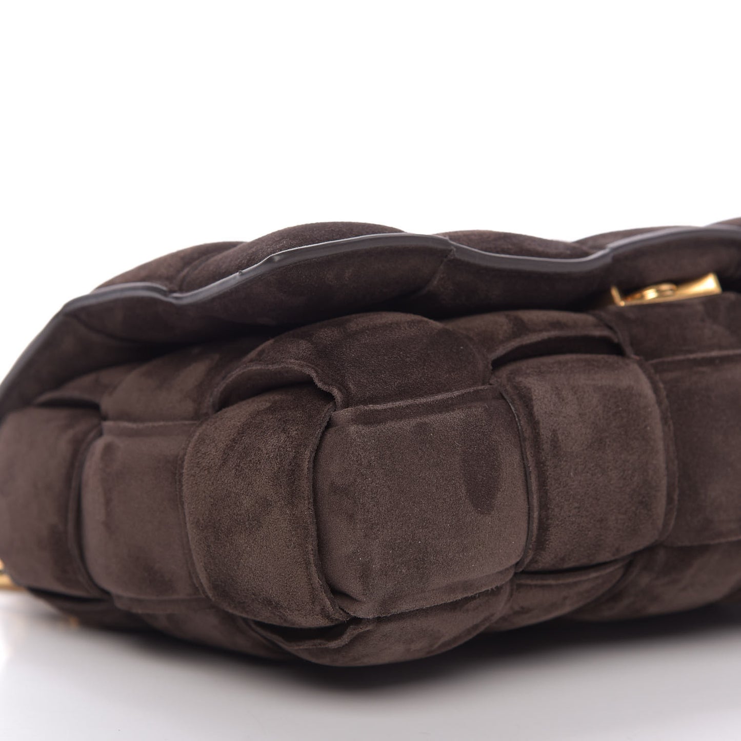 Suede Maxi Intrecciato Padded Chain Cassette Crossbody Bag Fondant